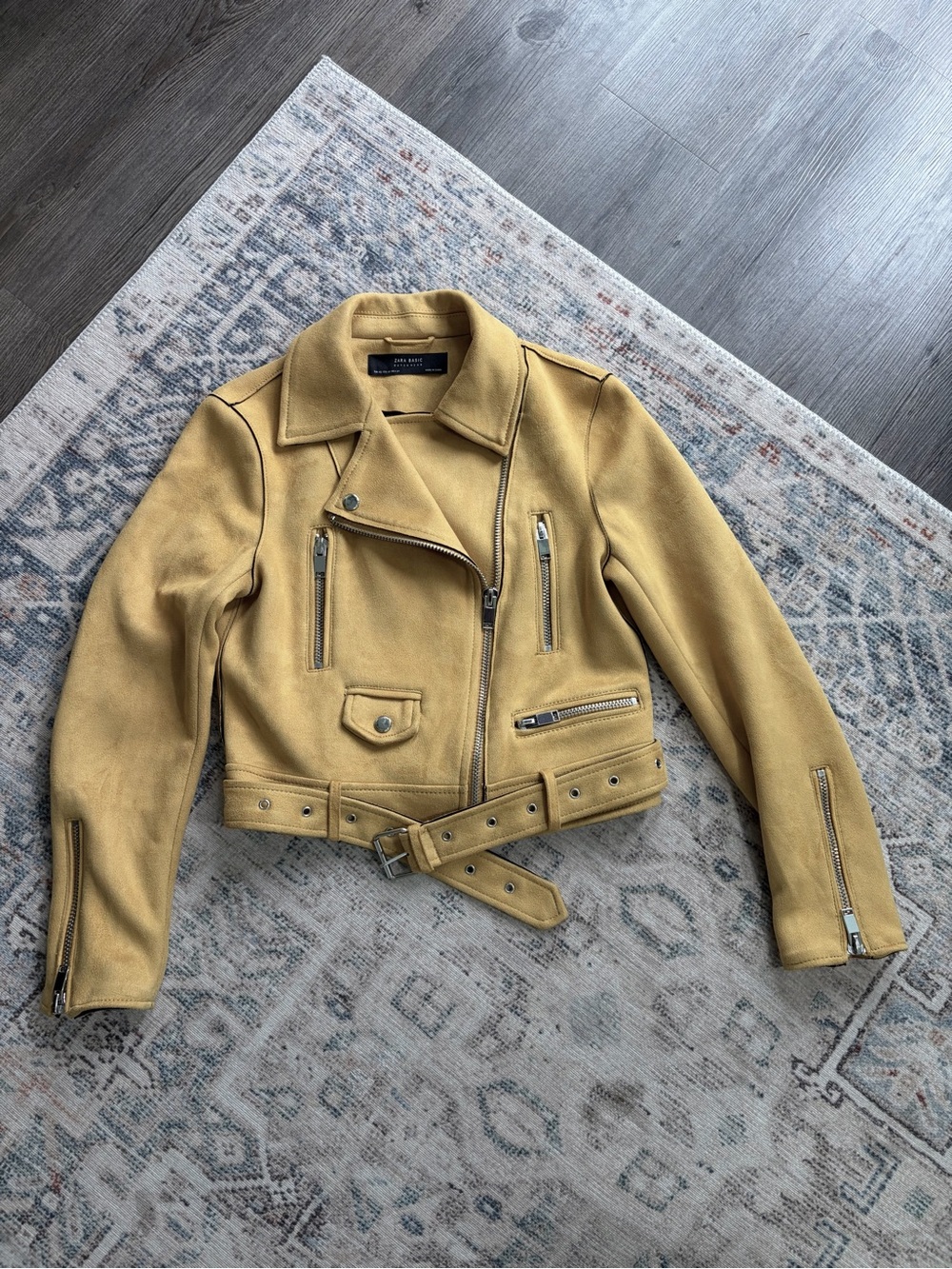 Zara Mustard Cropped Biker Jacket
